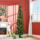HOMCOM 7' Pre-Lit Artificial Christmas Tree with Warm White LED Lights - Green-499 realistic tree branches create a full-body, life-like tree 