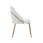 Manhattan Comfort Gracie 24.2" Modern Leatherette Upholstered Dining Chair - White and Gold-Seat Height: 19.5 in
