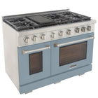 Kucht 48" KFX-X Series Pro Style Natural Gas Range - Stainless Steel/Light Blue-Product dimensions 27.75" L x 48" W x 36" H