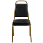 Flash Furniture HERCULES Series Trapezoidal Back Stacking Banquet Chair in Black Vinyl - Gold Frame-Multipurpose Banquet Chair