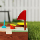 Qaba - Bac à sable en bois pour enfants, bac à sable extérieur thème château avec drapeaux - bois brun-Fabriqué en bois de sapin pour un aspect naturellement attrayant 