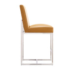Manhattan Comfort Element 16.34" Modern Faux Leather Upholstered Counter Stool - Camel and Polished Chrome-Delivered to you Fully Assembled! No Assembly Required