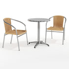 Flash Furniture – Table ronde de 23,5 po en aluminium avec 2 chaises en rotin beige, int/ext (TLH-ALUM-24RD-020BGECHR2-GG)-Aluminium, beige