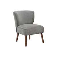 Monarch Specialites Upholstered 33"H Mid-Century Modern Accent Chair With Walnut Solid Wood Legs - Light Grey Fabric-This mid-century inspired accent chair features clean lines and chic light grey soft touch fabric, making it a seamless addition to living rooms or bedrooms with a modern, fashionable style.