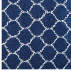 Modway Solvea Moroccan Trellis Shag Area Rug - 5 ft W x 8 ft L - Navy/Ivory-Stain Resistant / Easy To Clean
