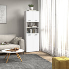 Kleankin Tall Bathroom Storage Cabinet with Doors and Cupboards - White-Colour: White