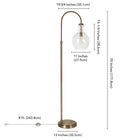Hudson&Canal - Lampadaire Verona Arc avec abat-jour en verre - Laiton/grainé-Dimensions du produit : 19" L x 12" l x 70" H