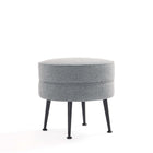 Manhattan Comfort - Bailey pouf capitonné style milieu du siècle de 18,11 po en mélange de polyester - gris avec pieds noirs-Ottoman moderne du milieu du siècle parfait pour une utilisation dans le salon