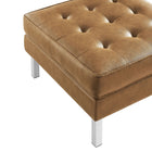 Modway Loft Tufted Vegan Leather Ottoman - Silver/Tan-Non-Marking Foot Caps