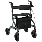 HOMCOM Foldable Rollator Walker with Seat - Green-Five-level height adjustment caters to users 63" to 74.8" (160-190cm) tall and is easy adjust with button 