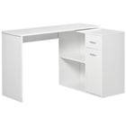 HOMCOM 46" L-Shaped Desk with Drawer - White-Space saving L-shape computer desk, ideal for office, bedroom, dorm and other small space 