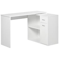 HOMCOM - Bureau en l avec tiroir - 46 po L x 32,25 po l x 29,25 po H - blanc-Bureau d’ordinateur en forme de L peu encombrant, idéal pour le bureau, la chambre, le dortoir et autres petits espaces 