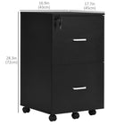 Vinsetto 2-Drawer Mobile Letter/A4 Filing Cabinet with Locking Wheels - Black-5 universal wheels for easy movement, 2 with brakes for safety
