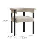 Modway - Imogen Tissu tapis Chaises de salle à manger en tonneau Ensemble de 2 - Tissage à bruyère Ivoire noir-Cadre en contreplaqué