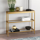 Hudson&Canal Alexis 36"W Console Table - Brass-Hand crafted brass finish is applied to the steel frame
