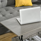 HOMCOM Lift Top Coffee Table with Hidden Storage and Open Shelves - Light Grey-Material: Particle Board