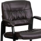 Flash Furniture Leather Executive Side Reception Chair with Black Metal Frame - Brown-Contoured Cushions