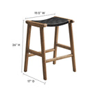 Modway - Saoirse Imitation cuir Tabouret de comptoir en bois - Noir noyer - Ensemble de 2-Conception du tressage en panier