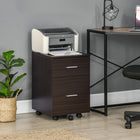 Vinsetto Mobile 2-Drawer Letter/A4 Filing Cabinet with Wheels - Brown-Large storage capacity with two drawers for files, notebooks, magazines, and other office supplies 
