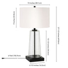 Hudson&Canal - Lampe de table Dax 70 cm de haut avec abat-jour en tissu - Verre grainé/Bronze noirci/Blanc-Comprend un cordon de 6 pieds avec interrupteur à prise rotative