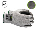 SHOWA S-TEX Smooth Polyurethane A5 Cut Resistant Poly Glove - Knit HPPE/Stainless Steel Liner - Grey - X-Large -Smooth Grip