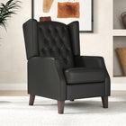 HOMCOM - Fauteuil d’appoint en similicuir avec pieds en bois - rembourrage épais pour salon - noir-Taille du siège : 19,7 po l x 20,9 po p x 17,3 po H (50 x 53 x 44 cm)  
