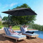 Outsunny - Parasol de patio déporté 8 pi UPF50+ avec rotation à 360°, base en croix, manivelle et inclinaison, gris foncé-Le mât en aluminium avec revêtement en poudre et les baleines en acier rendent ce parasol solide et résistant à la rouille  