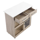 Modway Culinary Kitchen Cart With Towel Bar - Oak White-9