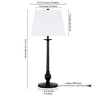 Hudson&Canal Wilmer 28" Tall Table Lamp with Fabric Shade - Blackened Bronze/White-Includes a 6 ft. cord with rotary socket switch