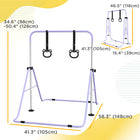 Qaba Kids Foldable Horizontal Gymnastics Bar - Purple-Adjustable five height levels to accommodate growing children 