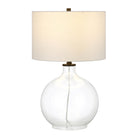 Hudson&Canal - Lampe de table Laelia 63 cm de haut avec abat-jour en tissu - Verre transparent/Bronze noirci/Blanc-Associé à un abat-jour en tissu tambour blanc