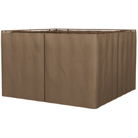 Outsunny 10' L x 10' W Gazebo Curtains with Zipper Doors, Hooks/C-Rings for Patio, Only Curtains - Brown-Provides protection when enjoying leisure time outdoors