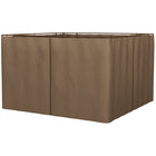 Outsunny - Rideaux de gazebo 10 pi L x 10 pi l avec portes à glissière, crochets/anneaux en C pour patio, rideaux seulement, brun-Offre une protection lors de vos moments de détente en plein air  