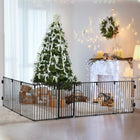 PawHut 30" H Adjustable 8-Panel Dog Playpen-Pull up and lift the two lock catches at the same time to open the door 