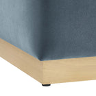 Modway Tilden 17" Square Performance Velvet Upholstered Ottoman - Cadet Blue/Natural-8