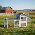 PawHut Chicken Coop with Wheels, 80" L Mobile Hen House with Run-Move the coop easily with built-in wheels for flexible yard management