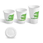 Couvercles compostables en plastique pour boisson chaude de Perk - 10, 12 ou 16 oz - Blancs - 50/paquet-50 couvercles par paquet