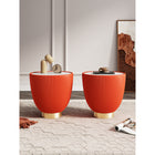 Manhattan Comfort Anderson 18.43" Modern Leatherette Upholstered End Table - Orange - Set of 2-Beautiful Ceramic Marble Table Top