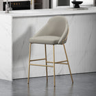 Manhattan Comfort - Gracie tabouret de bar moderne de 22" en similicuir rembourré - pierre et or-Le cadre et les pieds sont dotés d’un choix d’acier noir entièrement soudé ou d’acier inoxydable doré