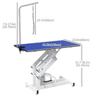 PawHut 43"L Hydraulic Dog Grooming Table-The frame and base are made of steel tube with white-colored finish 