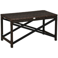 Outsunny - Table d’appoint en osier pour patio avec panneau en plastique sous le plateau entièrement tressé, brun mélangé-Le design classique est un excellent ajout à votre terrasse, jardin et piscine  