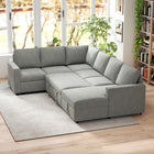 HOMCOM - Canapé-lit gigogne en forme de U avec rangement pour chaise longue - gris-Rangement caché sous la méridienne pour garder l’espace de vie dégagé 