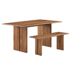 Modway Amistad 60" Wood Dining Table and Bench Set - Walnut-Modern Dining Table and Bench