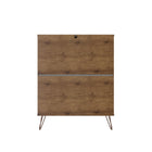 Manhattan Comfort Rockefeller Mid-Century Modern Bedroom Dresser 2-Piece Set - Nature/Textured Grey-30 Day Limited Manufacturer's Warranty