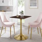 Modway Lippa 24" Square Wood Dining Table - Gold Cherry Walnut-Beveled Edges