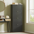 HOMCOM Shoe Cabinet with 4 Flip Drawers & Adjustable Shelves - Black-Compact design fits in small spaces