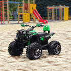 Aosom Kids 12V Battery Powered Ride-on ATV with Headlights - Green-Dual motors that provide powerful rear-wheel drive 