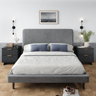 Manhattan Comfort Granville 18.11" Modern 2-Drawer Nightstand 2-Piece Set - Dark Grey-Includes 2 Full Extension Drawers with Top Drawer Designed in Vertical Textured Ribbed Lines Made from Solid Wood