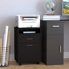 HOMCOM Vertical Filing Cabinet with Drawer Wheels - Black-Quality metal plating handles make it easy to open  
