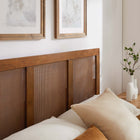 Modway Sirocco Rattan and Wood Full Platform Bed - Walnut-Synthetic Rattan Cane Webbing